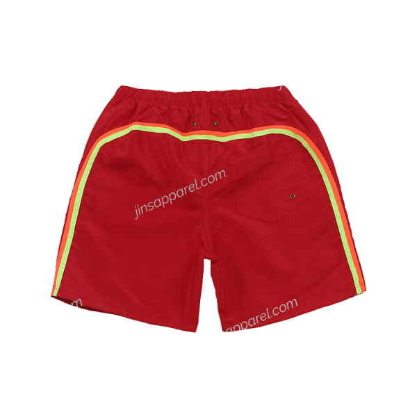 rainbow stripe swim trunks red